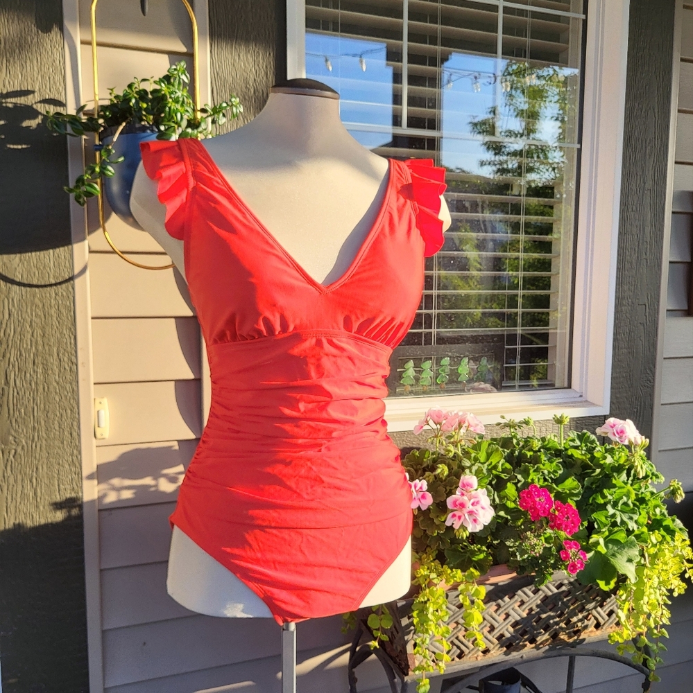 Vibrant Coral One-Piece Swimsuit
